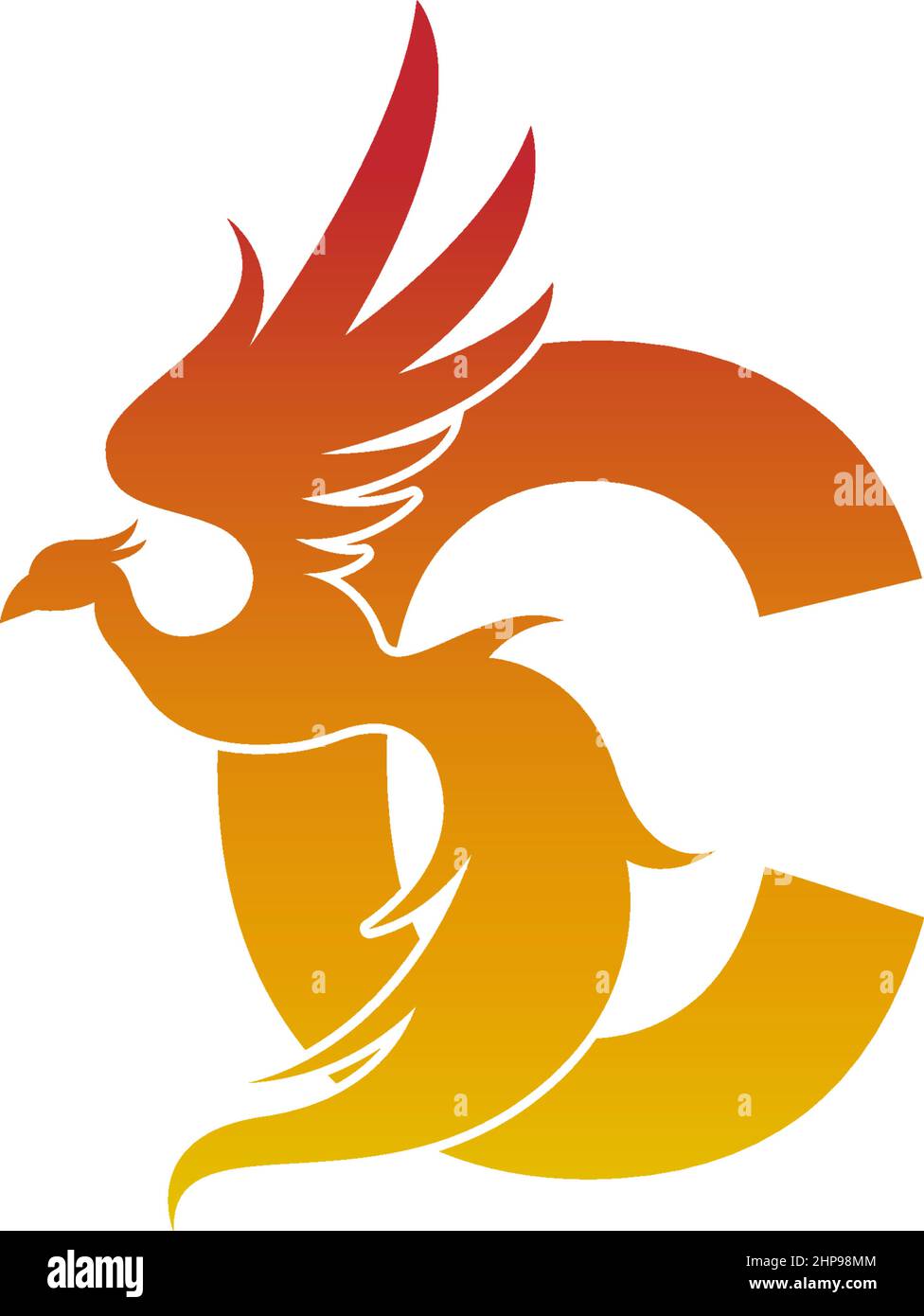 Icône lettre C avec modèle de logo phoenix Illustration de Vecteur