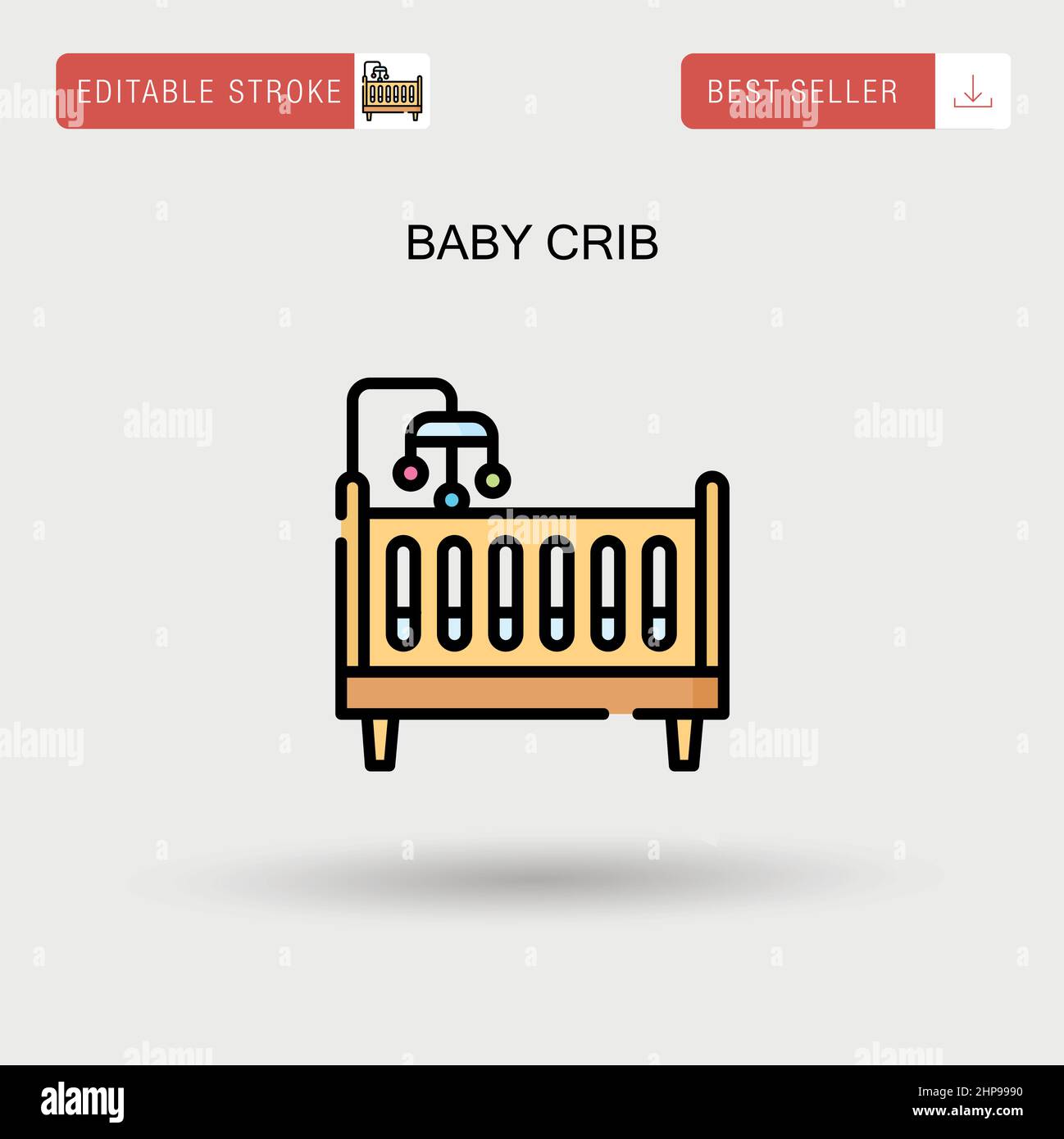 Icône vecteur simple de berceau de bébé. Illustration de Vecteur