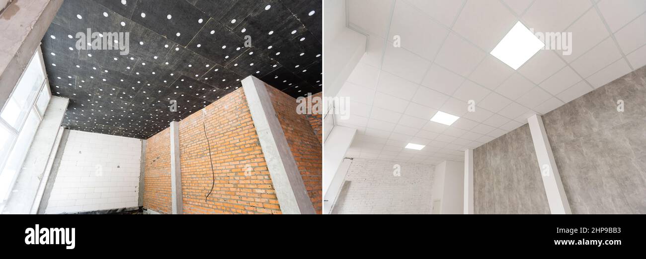 Réparation de locaux dans la maison. La chambre avant le surclassement. Banque D'Images