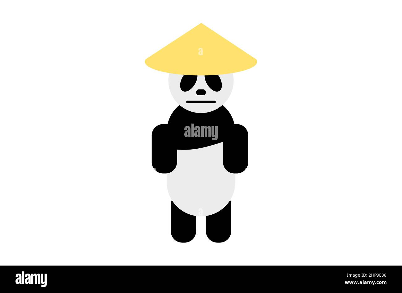 Panda portant une illustration vectorielle de chapeau de bambou Illustration de Vecteur