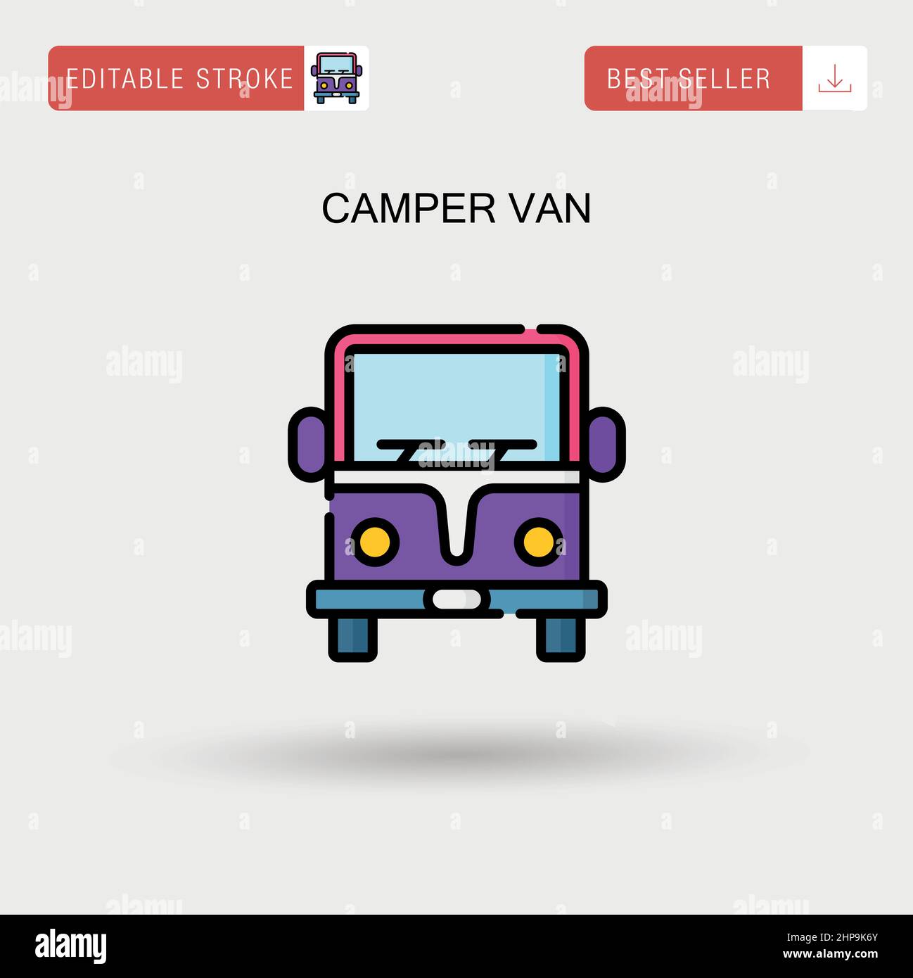Icône de vecteur simple de fourgonnette Camper. Illustration de Vecteur