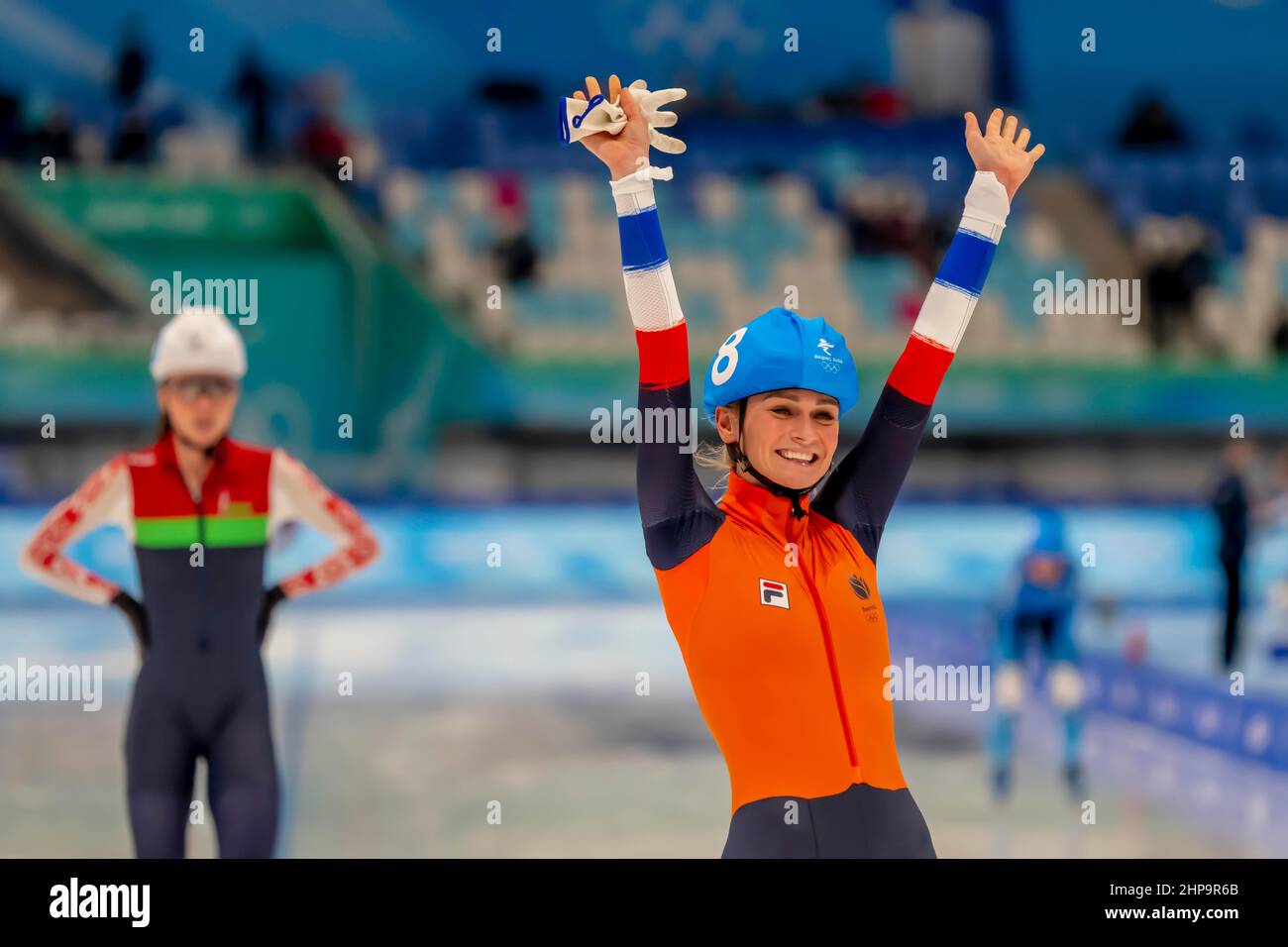 Pékin, Hebei, Chine. 19th févr. 2022. Irene SCHOUTEN (NED) remporte la médaille d'or de l'événement Womens Speed Skating Mass Start lors des Jeux Olympiques d'hiver de Beijing 2022 à Beijing, Hebei, en Chine. (Image de crédit : © Walter G. Arce Sr./ZUMA Press Wire) Banque D'Images