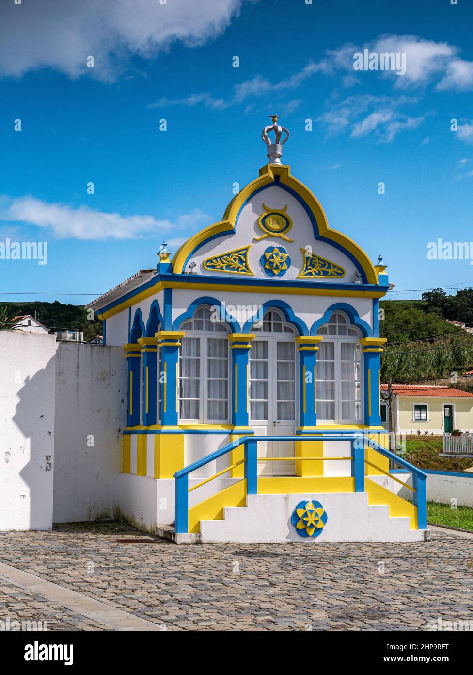 Chapelle du Saint-Esprit azorien à Quatro Ribeiras, île de Terceira Banque D'Images