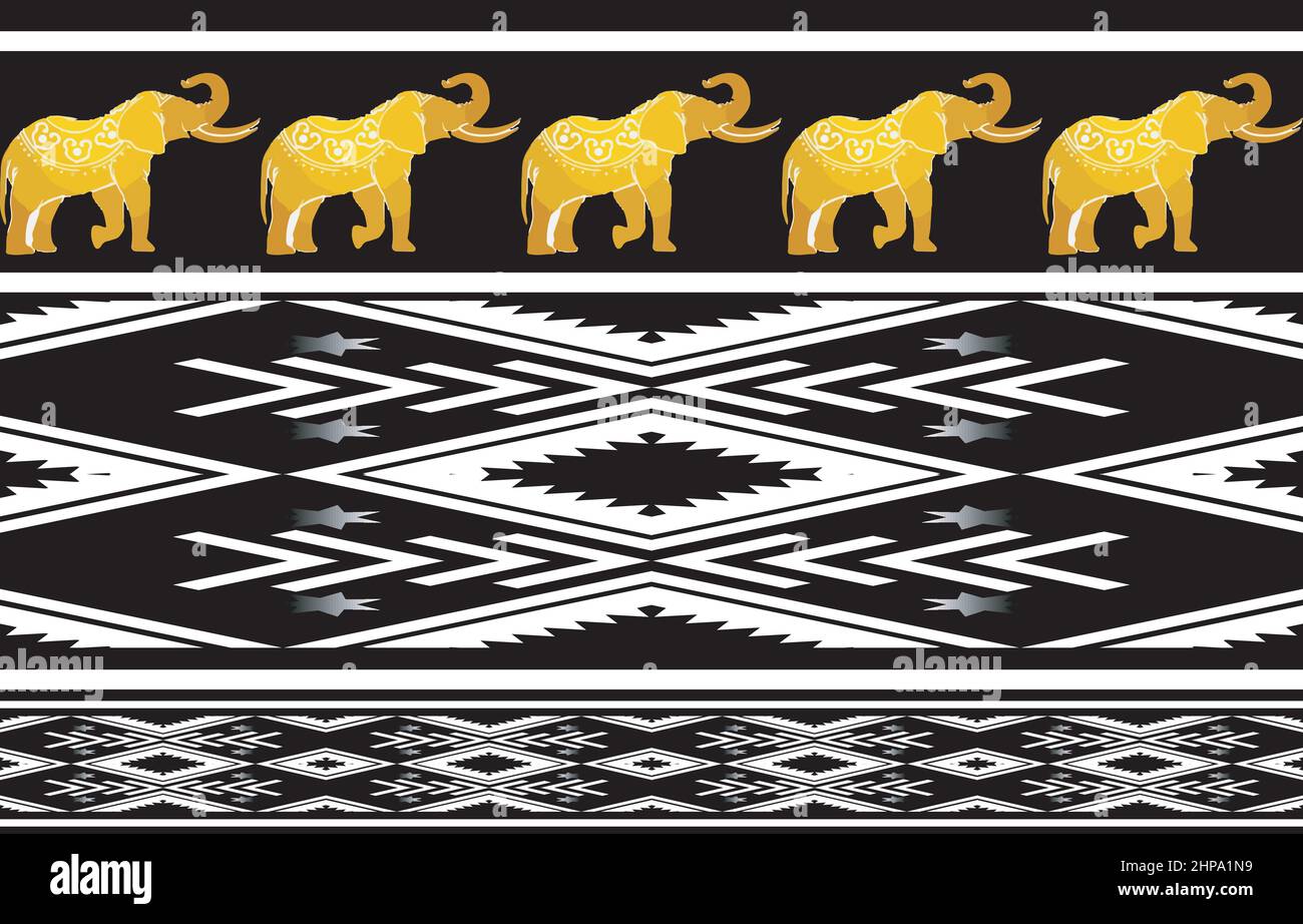Géométrique ethnique oriental motif traditionnel Design pour fond, moquette, papier peint, vêtements, emballage, Batik, tissu, illustration vectorielle broderie Illustration de Vecteur