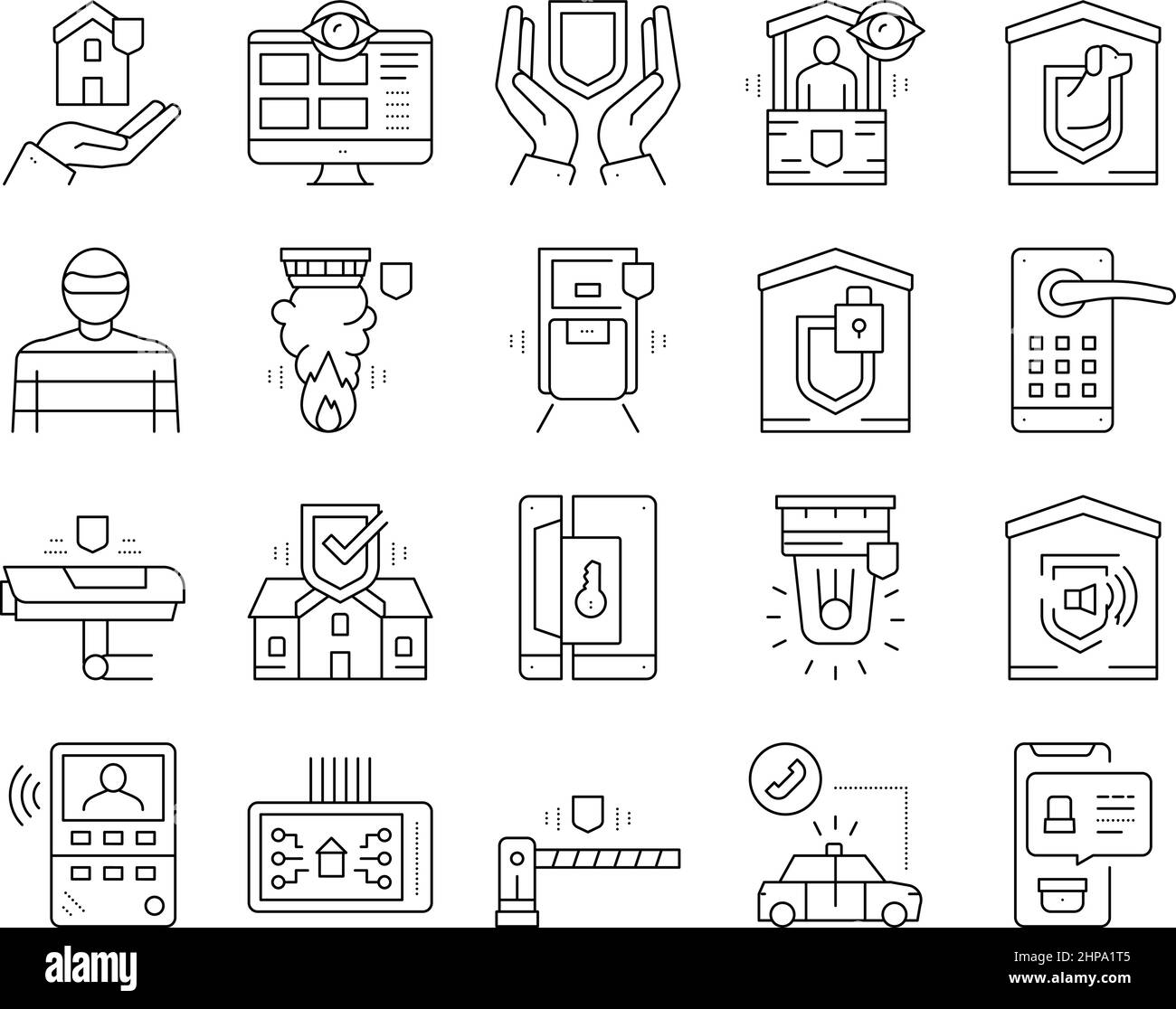 Home Security Device Collection Icons Set Vector . Illustration de Vecteur