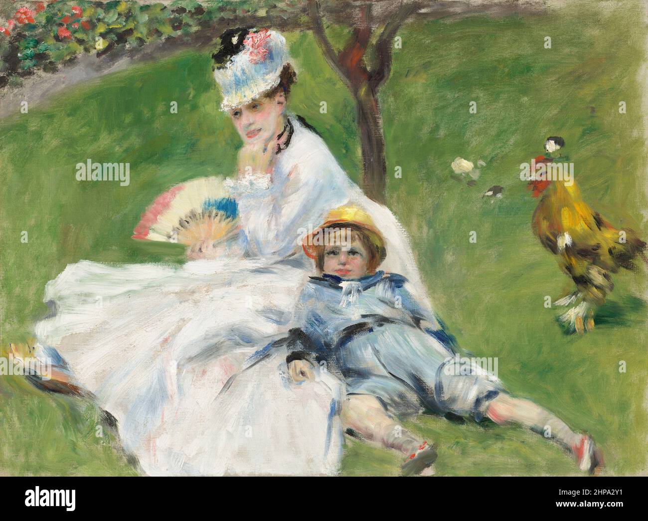 Titre: Madame Monet et son fils Créateur: Pierre Auguste Renoir Date: 1874 Dimensions: 50,4 x 68 cm Moyen: Huile sur toile lieu: Galerie nationale d'art Banque D'Images