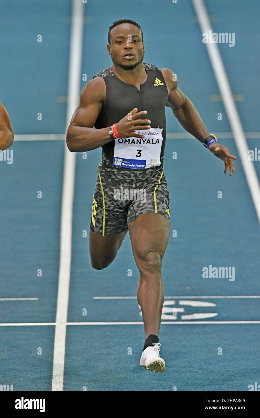 Ferdinand Omurwa (KEN) place quatrième au 60m un record national 6,57 lors de la rencontre hauts-de-France pas-de-Calais à l'Arena stade couvert, jeudi 17 février 2022, à Lieven, France. (Jiro Mochizuki/image du sport) Banque D'Images