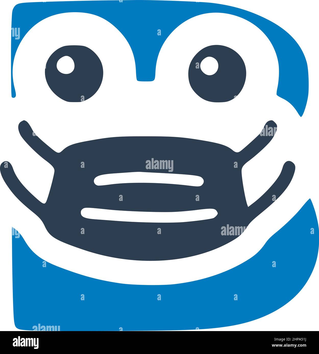 Lettre b dans le masque médical, personnage mignon dans le style Doodle Illustration de Vecteur