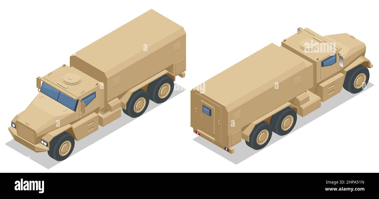 Isométriques résistantes aux mines, protégées par Ambush. Véhicules militaires tactiques légers des États-Unis produits dans le cadre du PRAP. Conçu pour résister Illustration de Vecteur