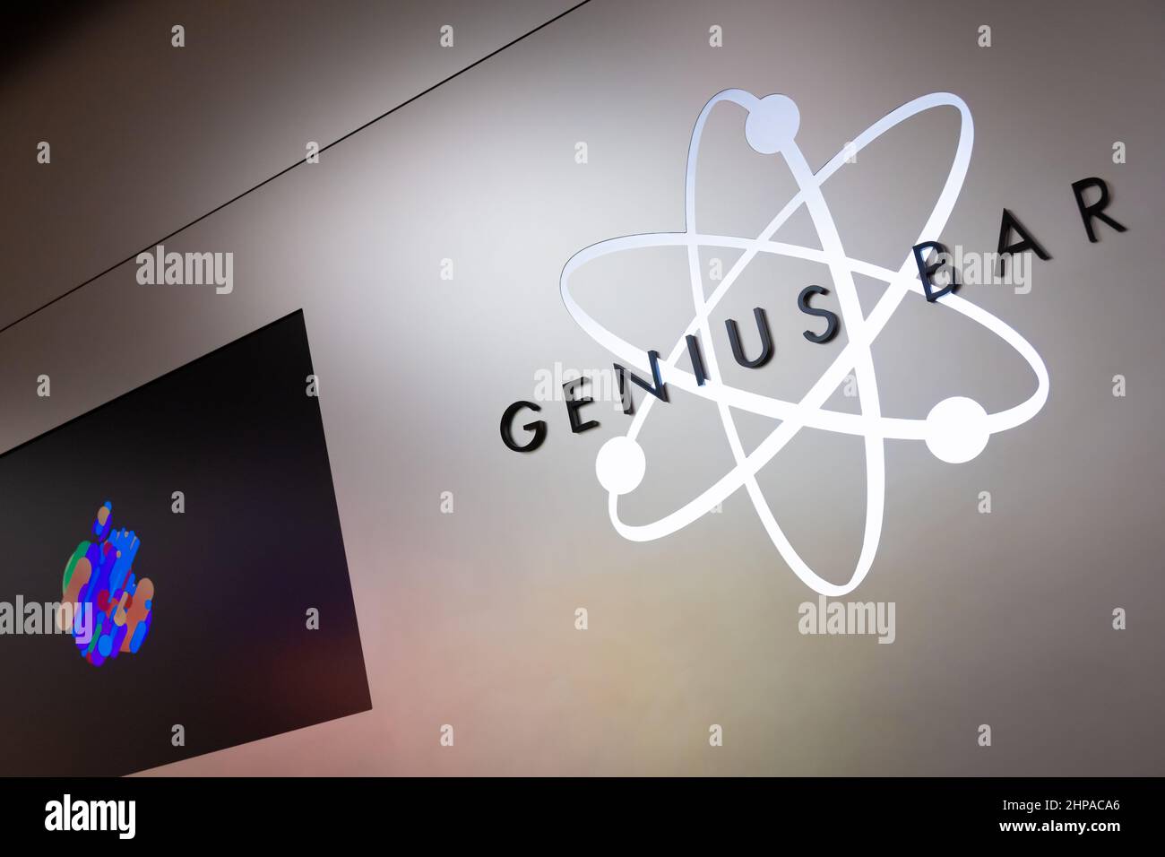 Zone de service du Genius Bar à l'Apple Store situé dans le Mall of Georgia à Buford, en Géorgie, au nord-est d'Atlanta. (ÉTATS-UNIS) Banque D'Images