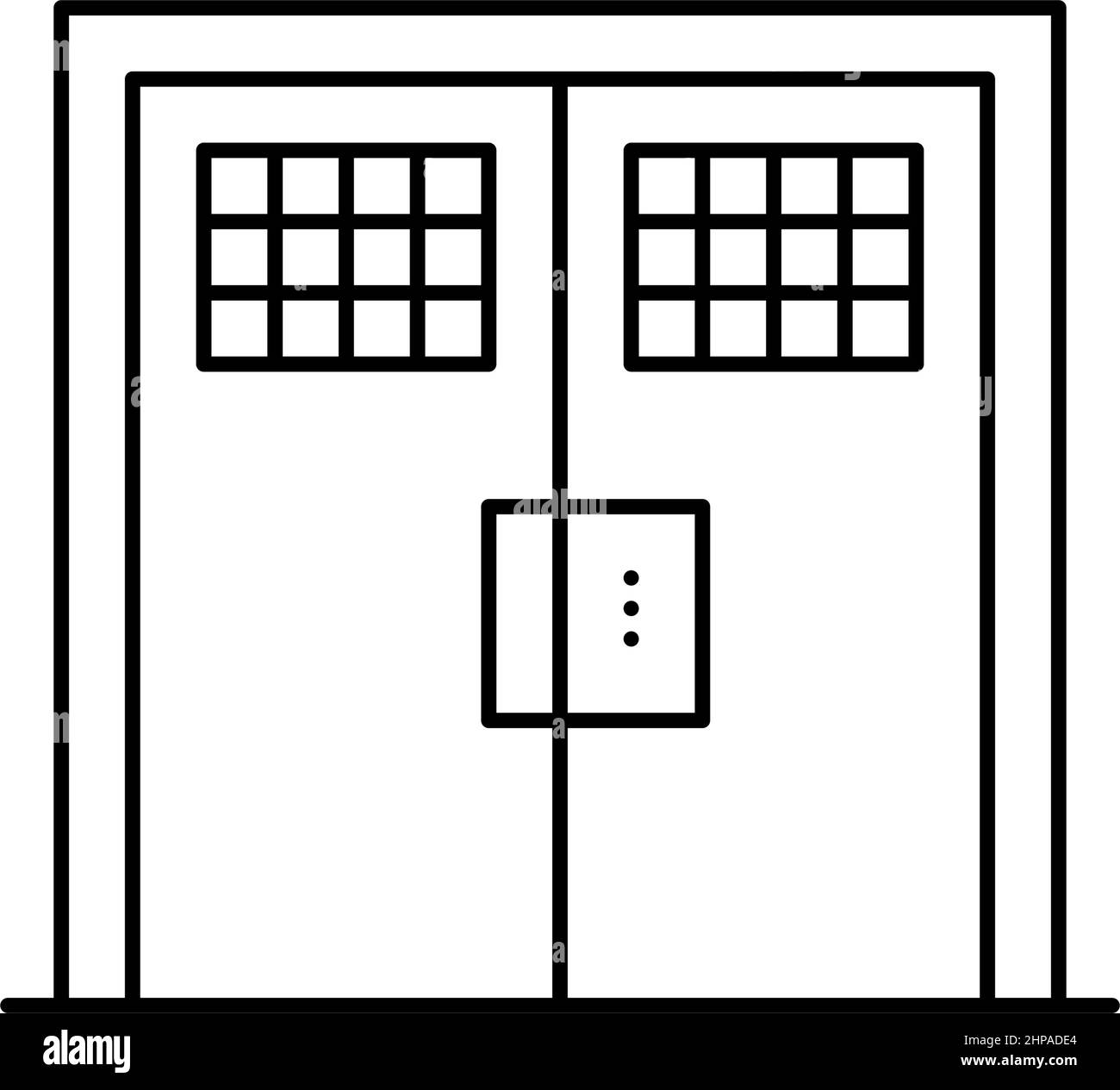 illustration vectorielle d'icône de ligne de porte de prison métallique double Illustration de Vecteur