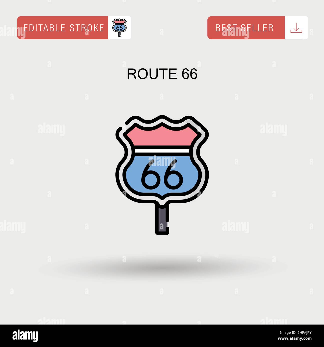 Icône de vecteur simple route 66. Illustration de Vecteur