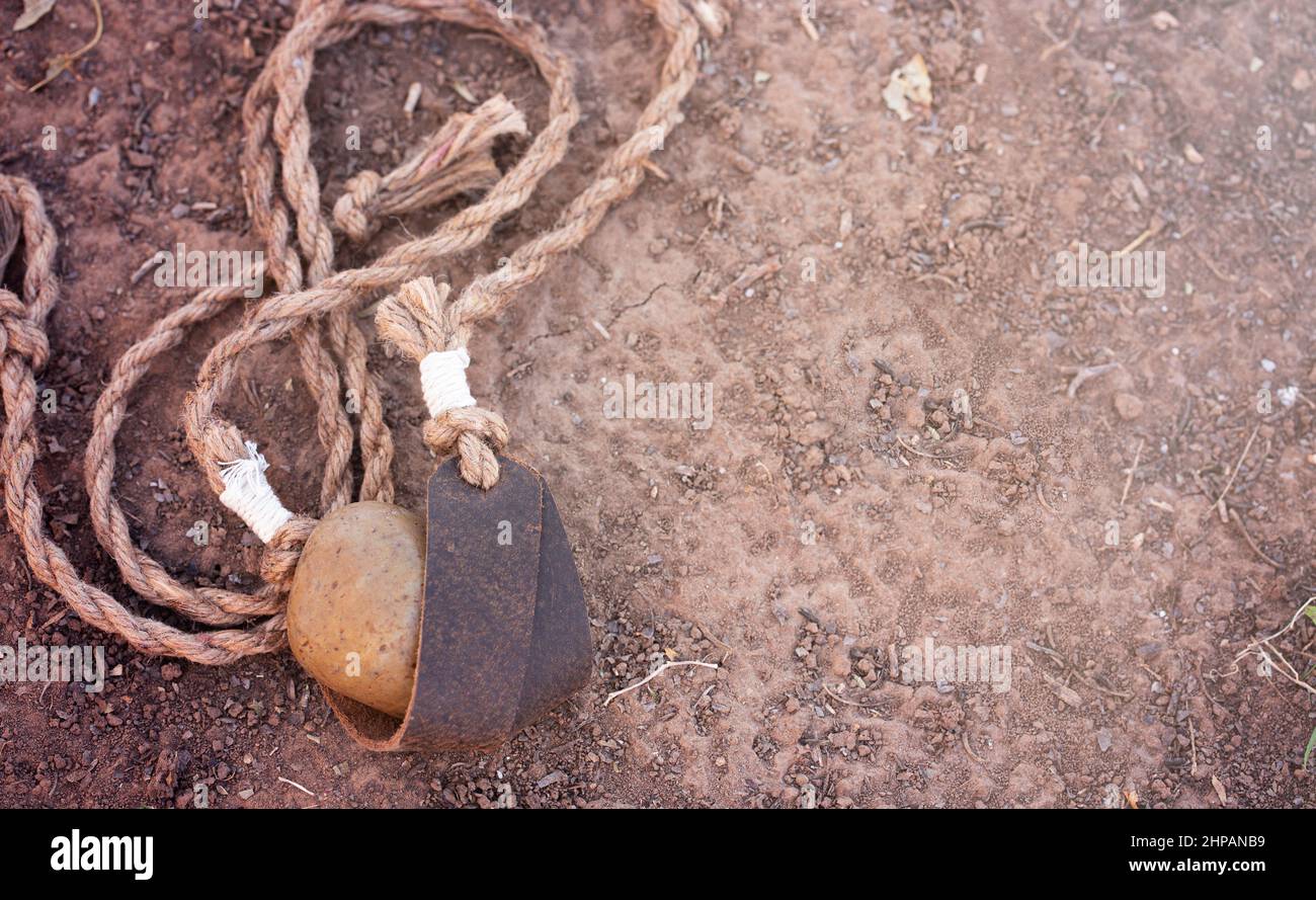 Elingue de David avec des pierres lisses une histoire de la Bible Banque D'Images