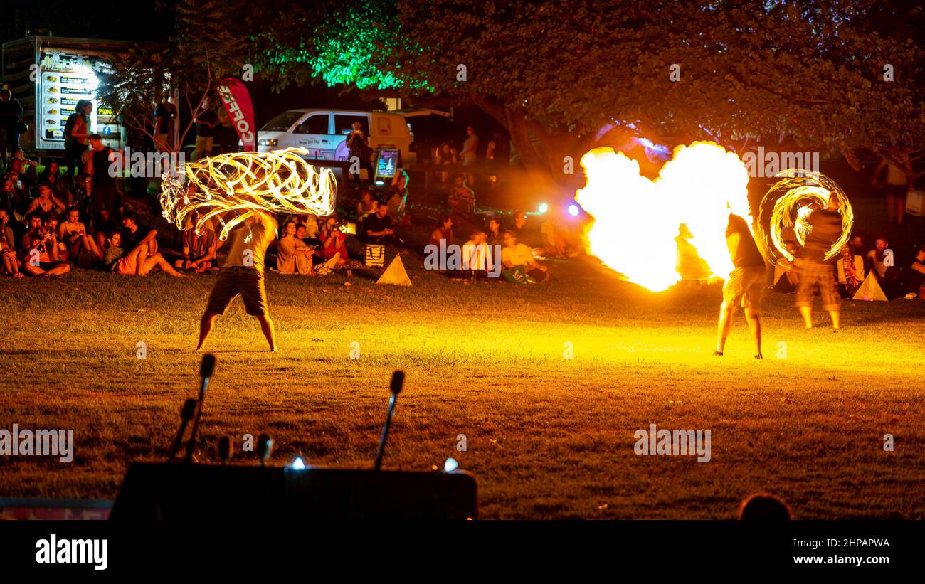 Brisbane, Queensland, Australie - Festival de torchage du feu dans le West End Banque D'Images