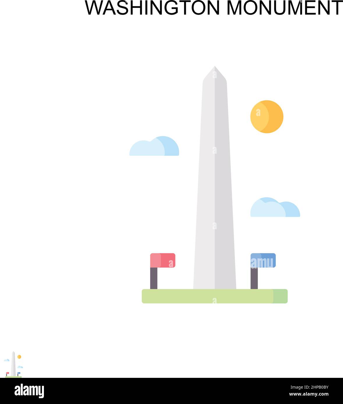 Icône de vecteur simple du monument de Washington.Modèle de conception de symbole d'illustration pour élément d'interface utilisateur Web mobile. Illustration de Vecteur
