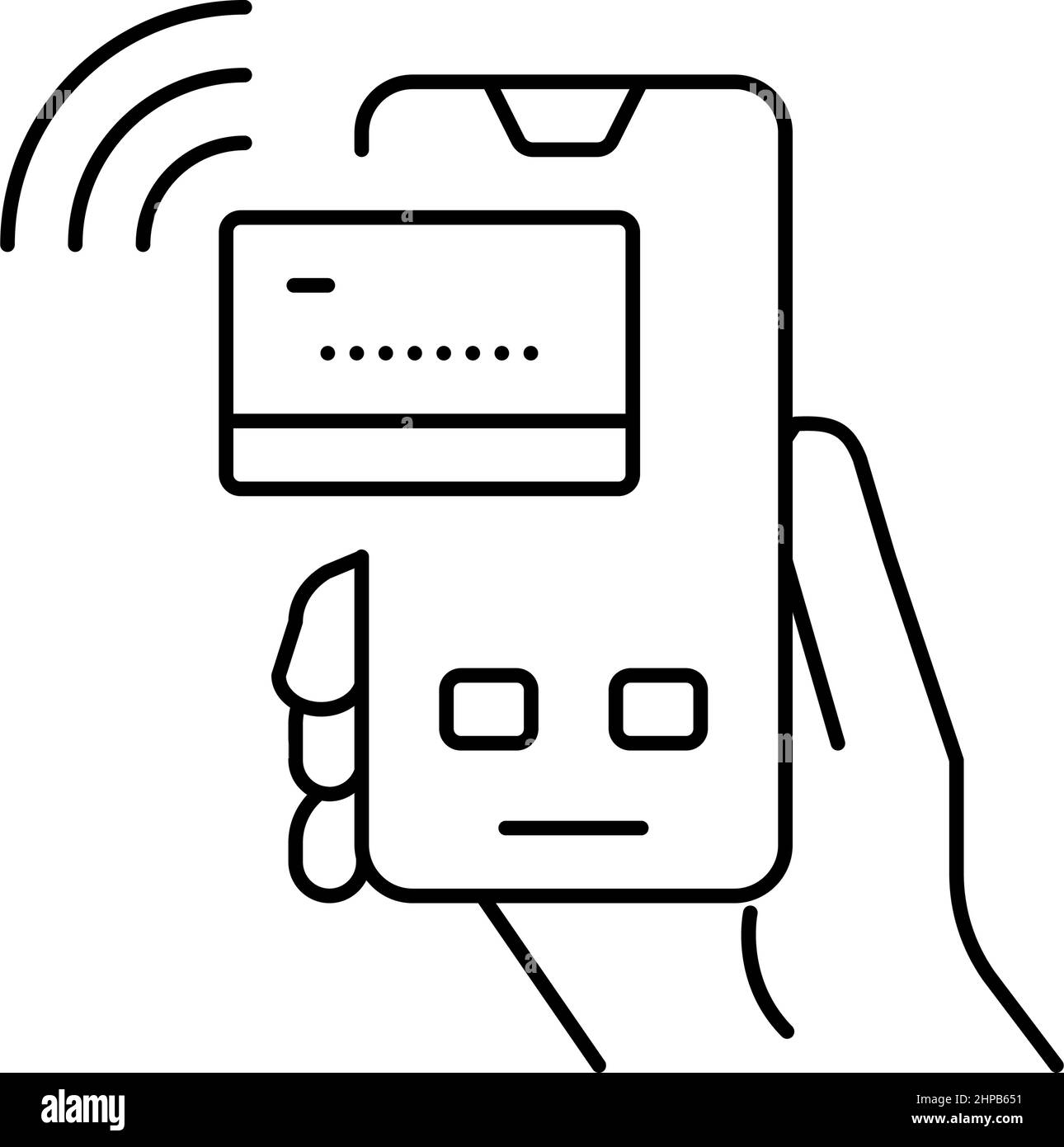 illustration vectorielle de l'icône de la ligne téléphonique de la carte de paiement Illustration de Vecteur