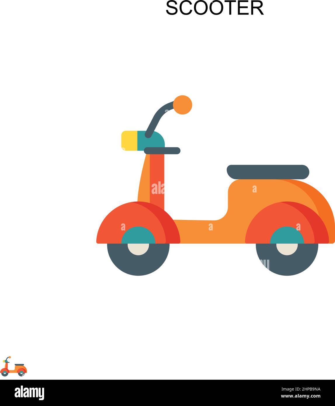 Icône vecteur simple scooter.Modèle de conception de symbole d'illustration pour élément d'interface utilisateur Web mobile. Illustration de Vecteur