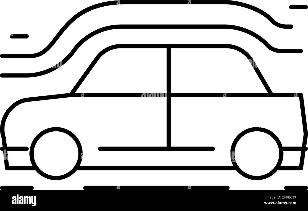 illustration vectorielle de l'icône de ligne de test aérodynamique de la voiture Illustration de Vecteur