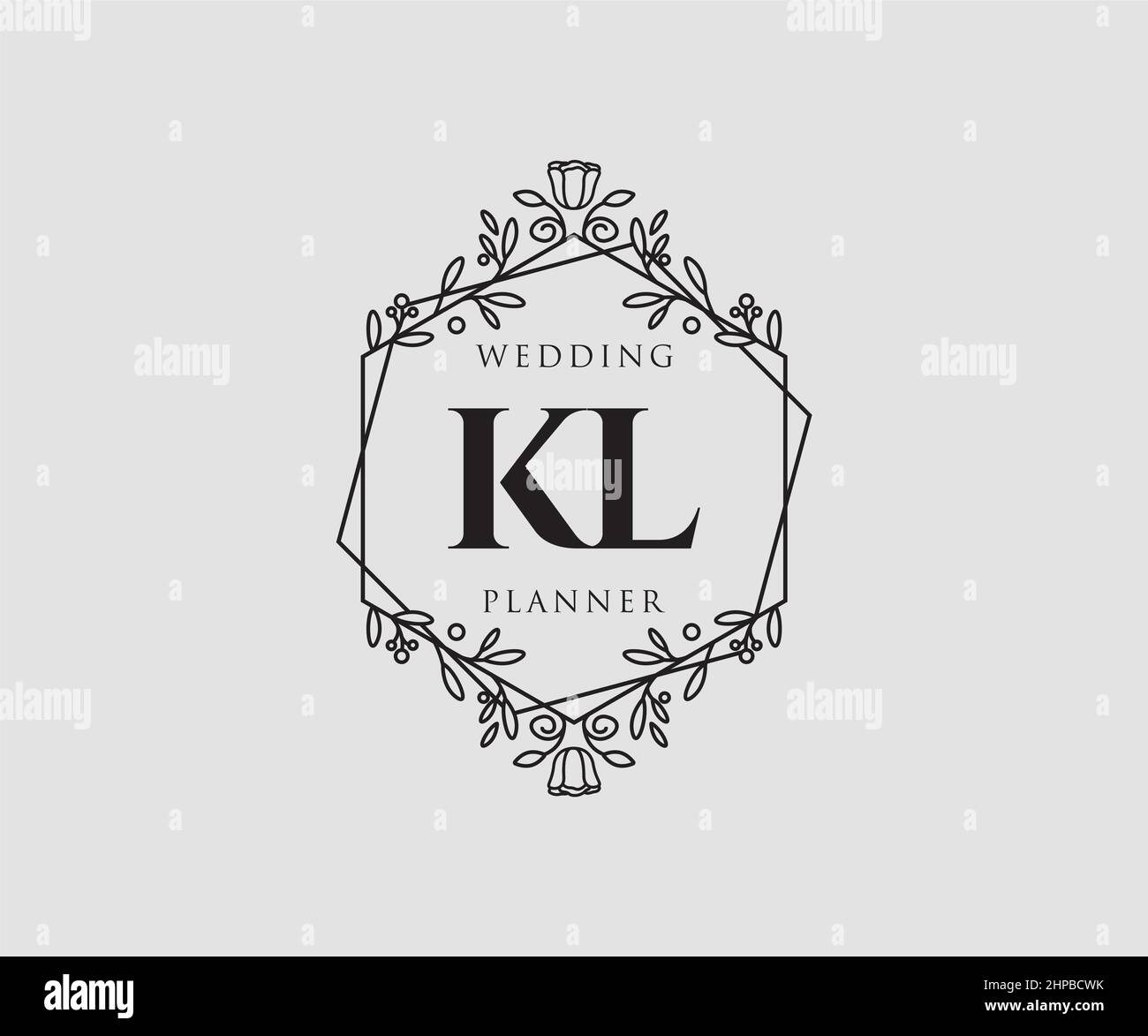 KL initiales lettre mariage monogramme collection de logos, dessin à la main moderne minimaliste et modèles floraux pour cartes d'invitation, Save the Date, élégant Illustration de Vecteur