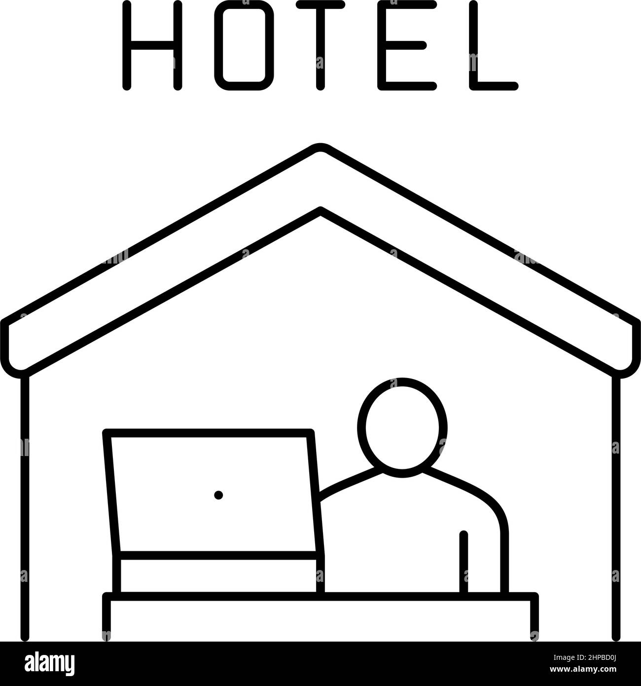 illustration vectorielle de l'icône travail à distance dans la ligne hôtel Illustration de Vecteur