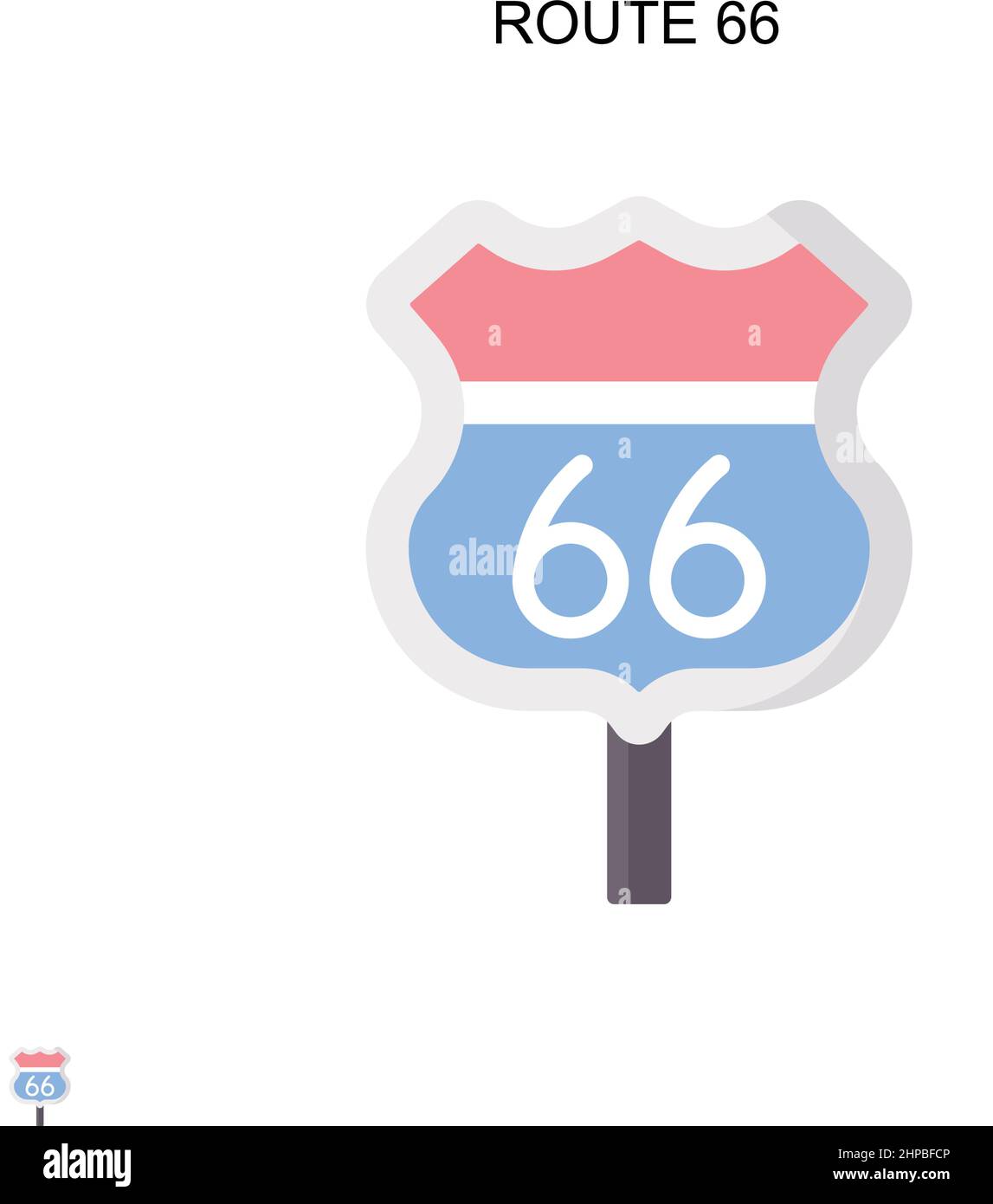 Icône de vecteur simple route 66. Modèle de conception de symbole d'illustration pour élément d'interface utilisateur Web mobile. Illustration de Vecteur