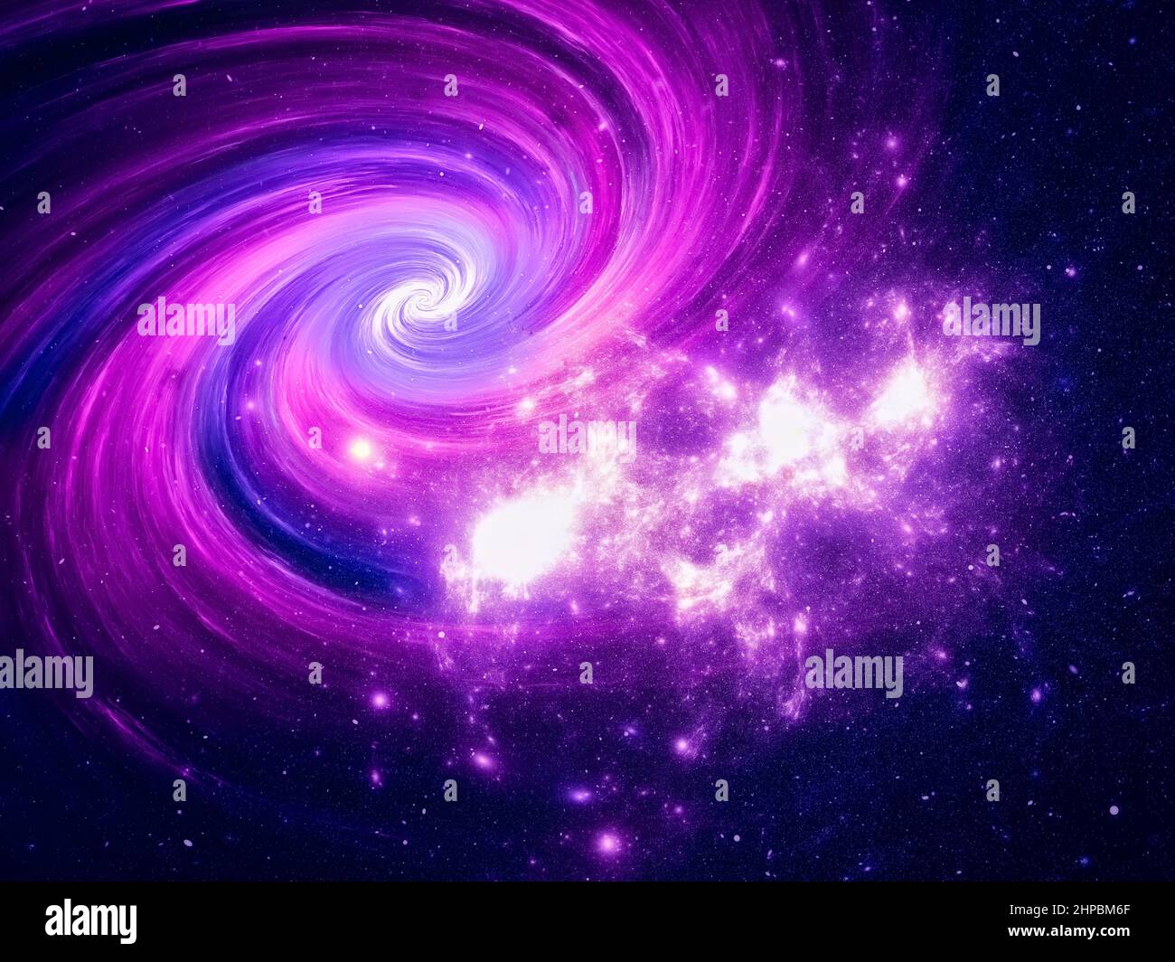 Galaxie spirale et groupes d'étoiles - résumé 3D illustration - thème de l'espace Banque D'Images