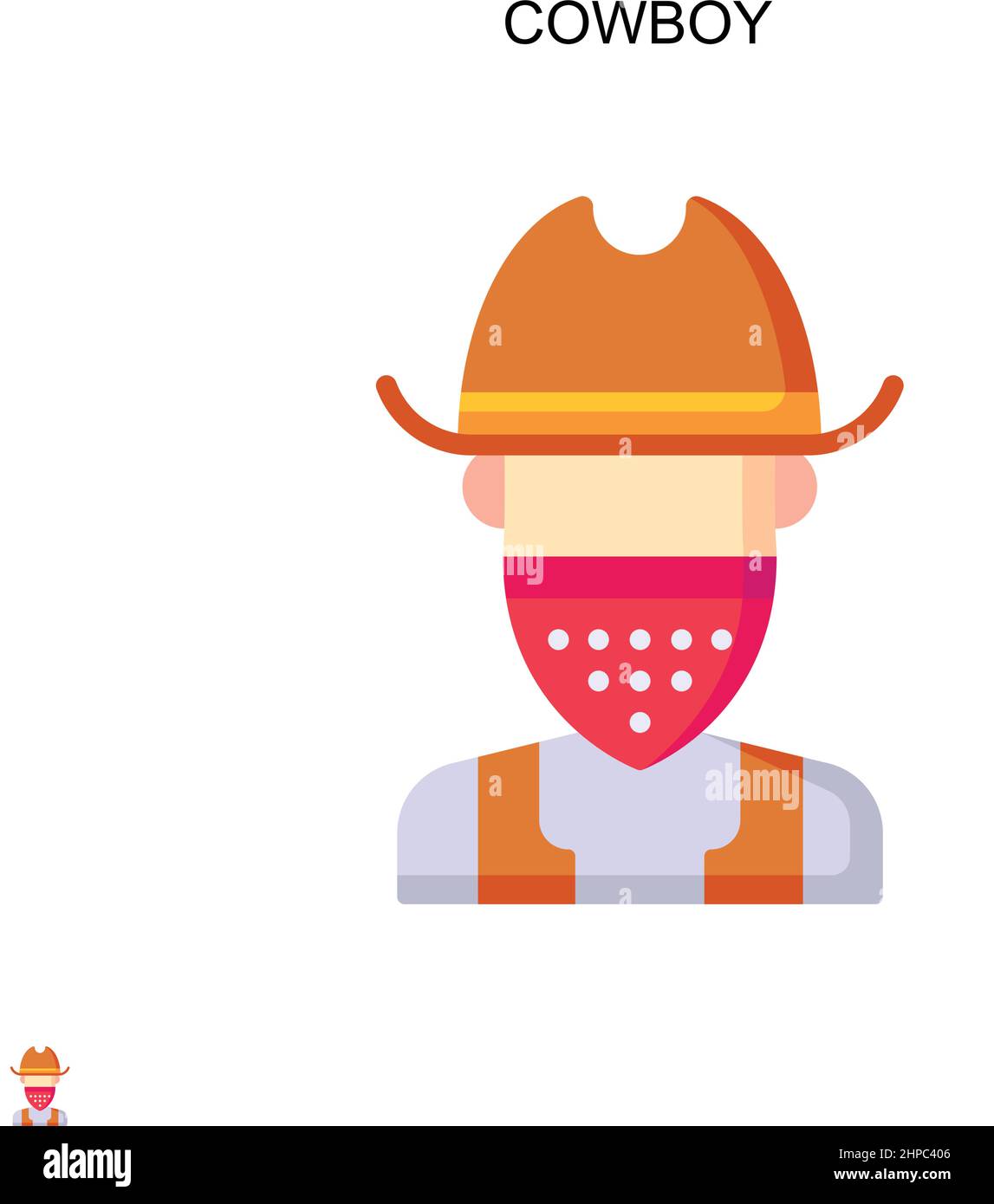Cowboy simple vecteur icône.Modèle de conception de symbole d'illustration pour élément d'interface utilisateur Web mobile. Illustration de Vecteur