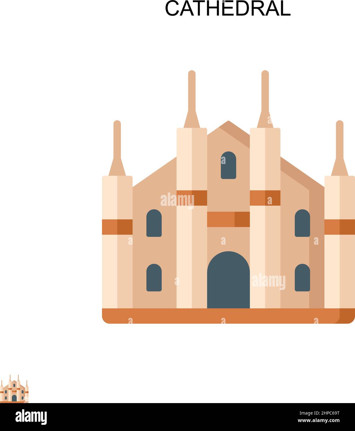 Icône de vecteur simple Cathedral.Modèle de conception de symbole d'illustration pour élément d'interface utilisateur Web mobile. Illustration de Vecteur