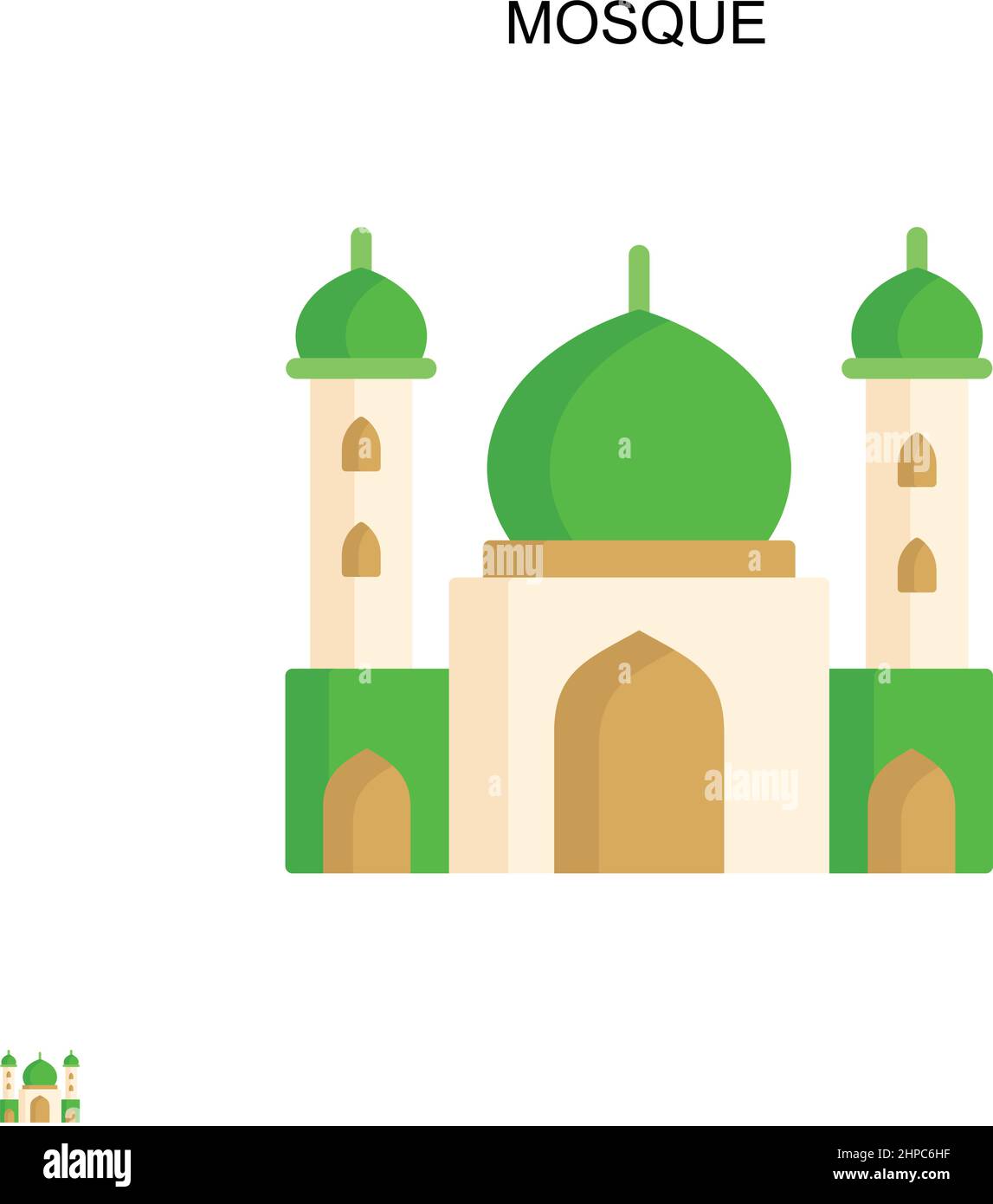 Icône de vecteur simple mosquée.Modèle de conception de symbole d'illustration pour élément d'interface utilisateur Web mobile. Illustration de Vecteur
