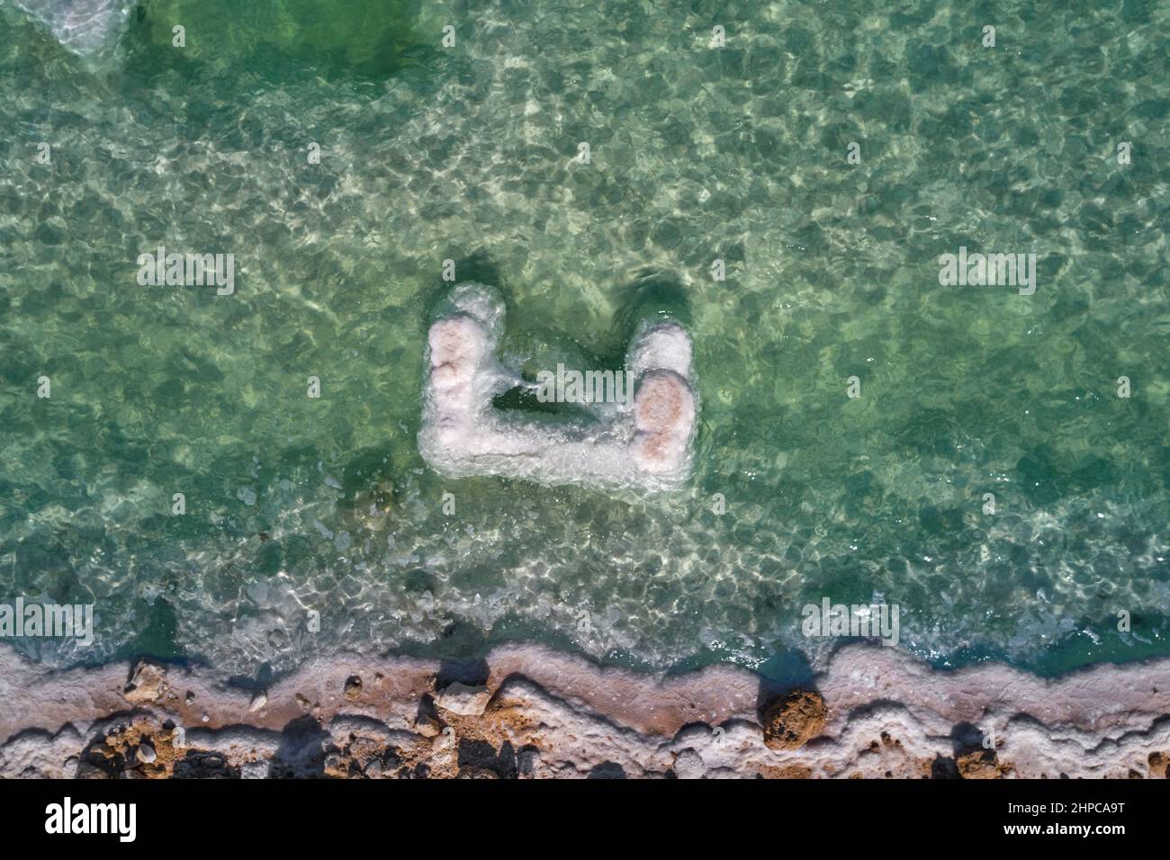 Vue aérienne sur la mer Morte, Israël Banque D'Images