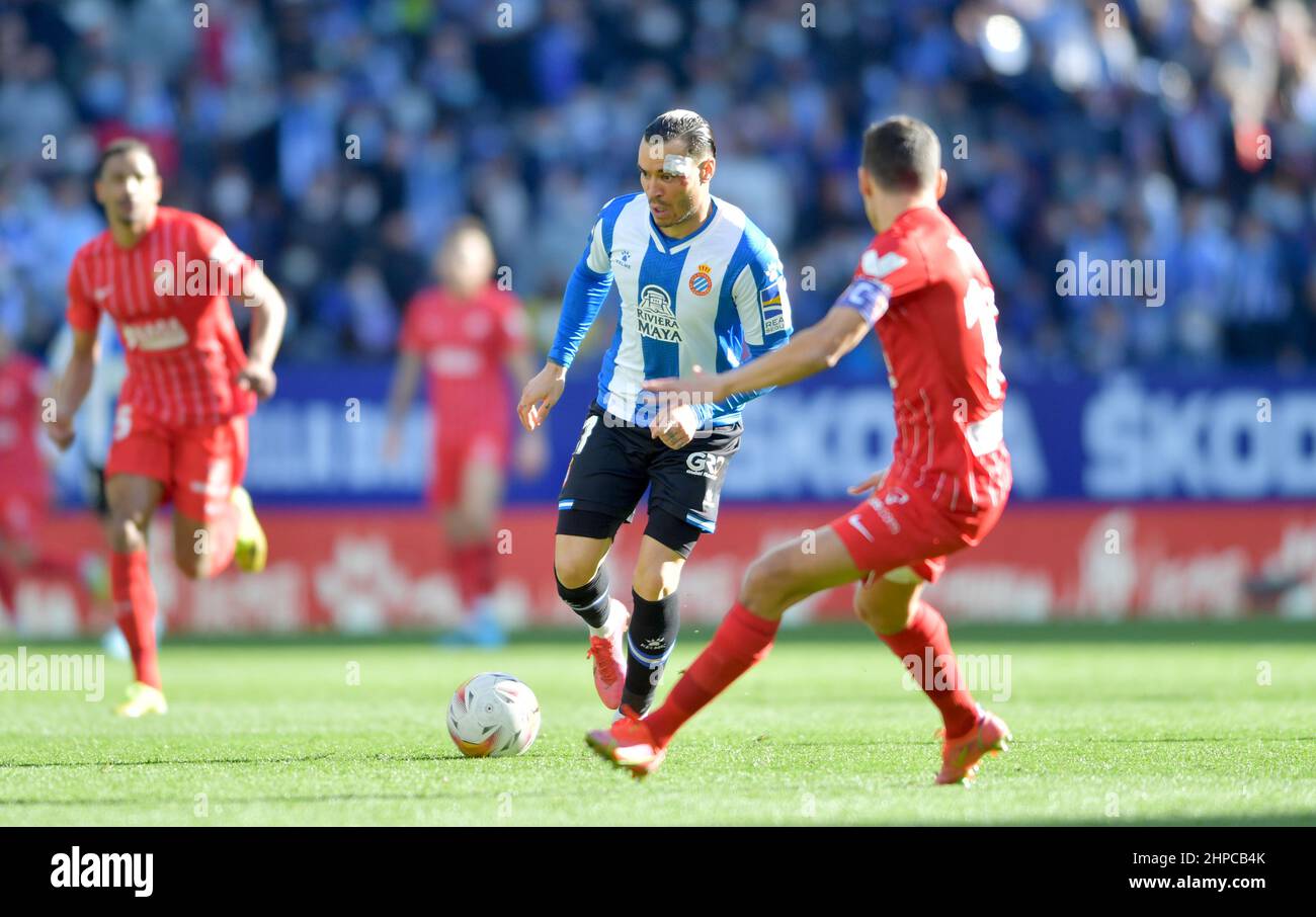 Barcelone,Espagne.20 février,2022. TDR (11) du RCD Espanyol lors du match espagnol de la Liga entre le RCD Espanyol et le Sevilla FC au stade RCDE. Banque D'Images