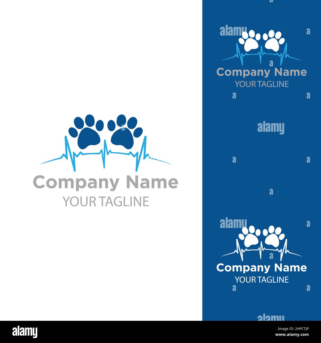 Logo de la clinique vétérinaire avec imprimé chien et chat, modèle de logo vectoriel isolé.EPS 10 Illustration de Vecteur