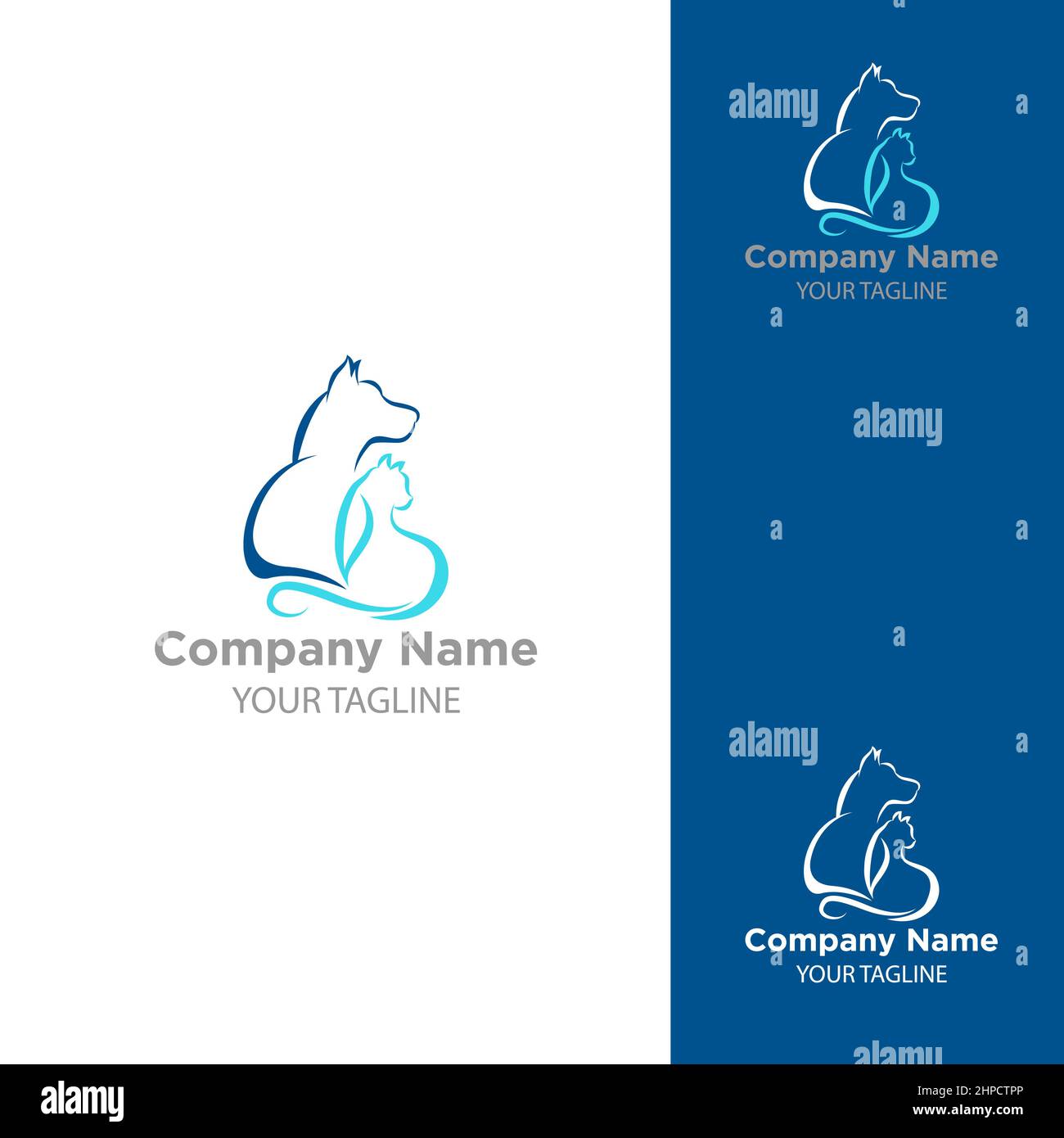 Logo de la clinique vétérinaire avec imprimé chien et chat, modèle de logo vectoriel isolé.EPS 10 Illustration de Vecteur