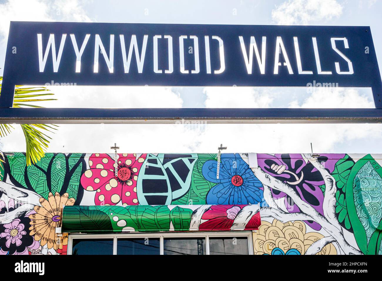 Miami Florida Wynwood Art District murs panneau d'entrée art Banque D'Images