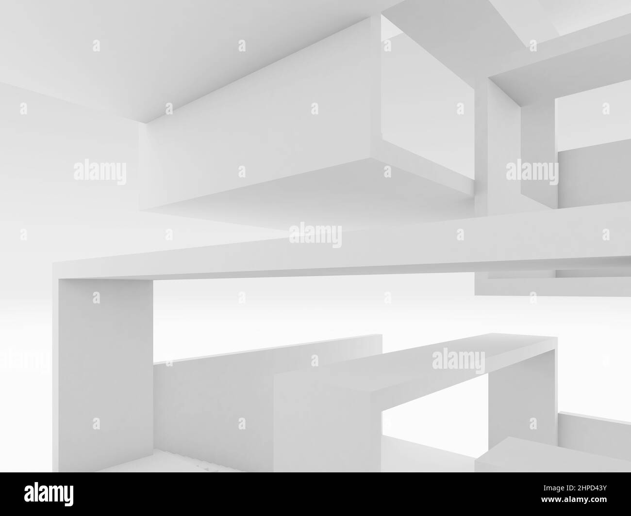 Arrière-plan architectural minimaliste moderne blanc abstrait, illustration de rendu 3D Banque D'Images