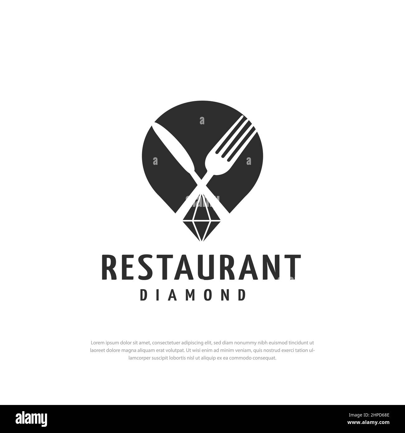 Fourche et couteau restaurant logo icône diamant, modèle de conception d'illustration Illustration de Vecteur