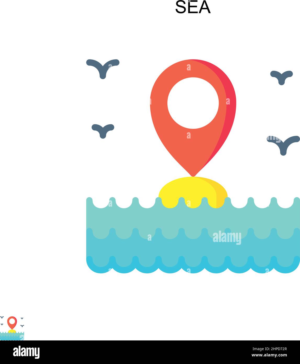 Icône vecteur simple mer.Modèle de conception de symbole d'illustration pour élément d'interface utilisateur Web mobile. Illustration de Vecteur