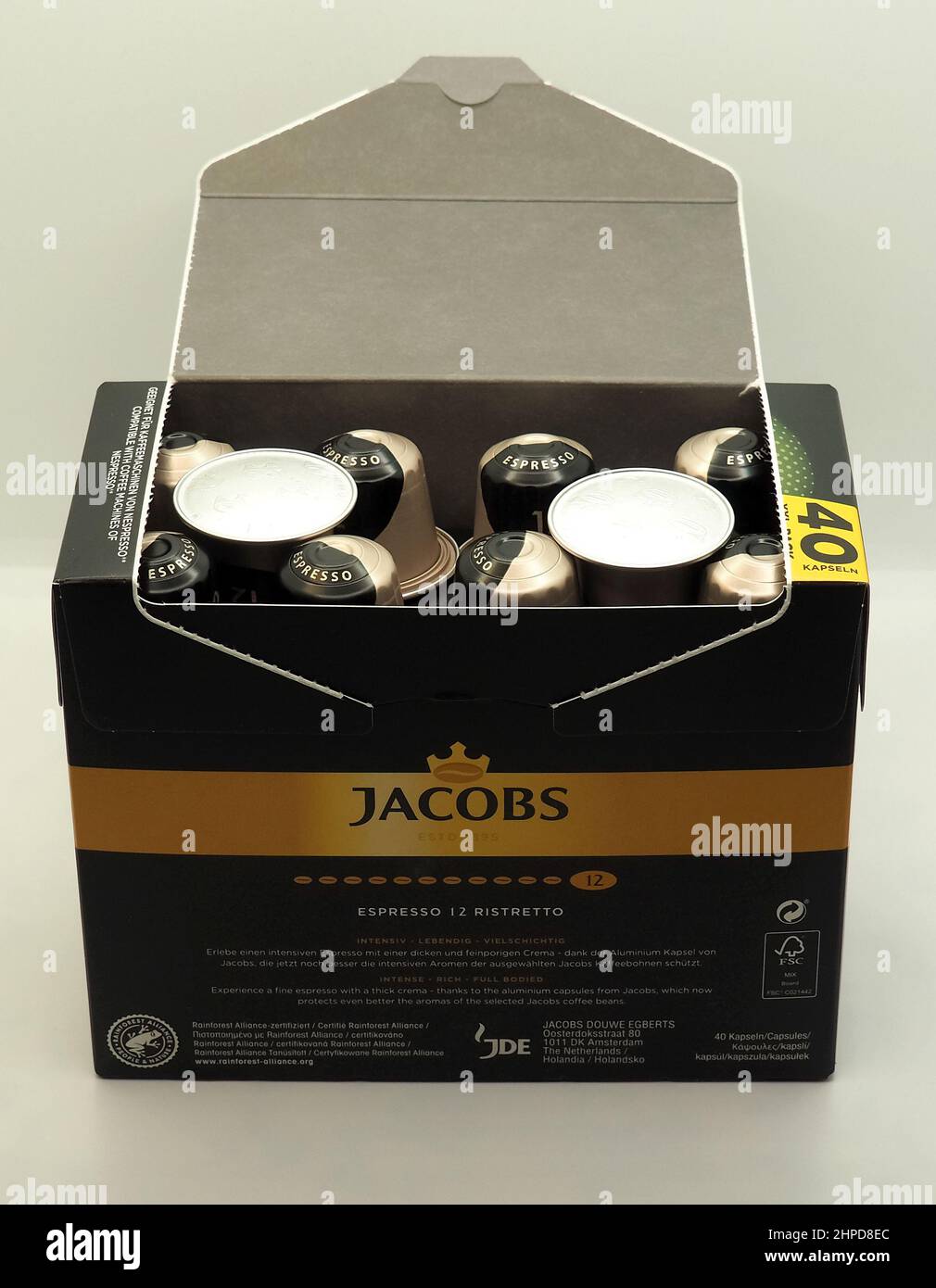 Jacobs espresso café capsules, est une marque de café qui remonte à 1895 en Allemagne Banque D'Images