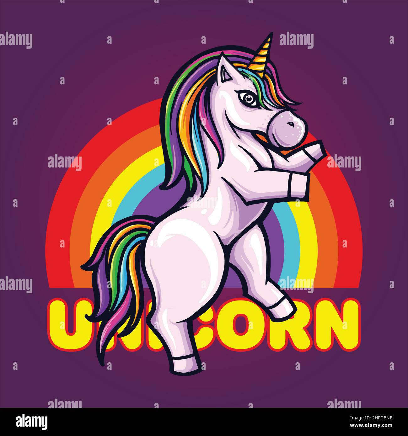 Adorable licorne poney arc-en-ciel illustrations vectorielles pour votre travail logo, t-shirt de marchandise de mascotte, autocollants et étiquettes, poster, cartes de vœux Illustration de Vecteur