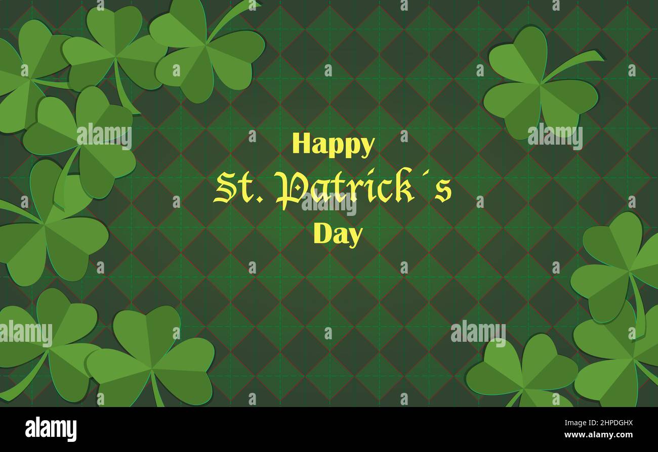 Le fond de la journée de Saint Patrick, carte de voeux avec clous de girofle coupés en papier vert sur fond d'arhombus Illustration de Vecteur