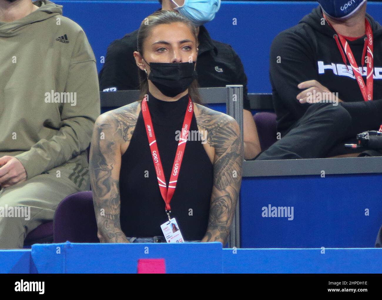 Sophia Thomalla, petite amie d'Alexander Zverev d'Allemagne lors de la finale de l'Open Sud de France 2022, tournoi de tennis ATP 250 le 6 février 2022 au Sud de France Arena à Montpellier, France - photo Laurent Lairys / DPPI Banque D'Images