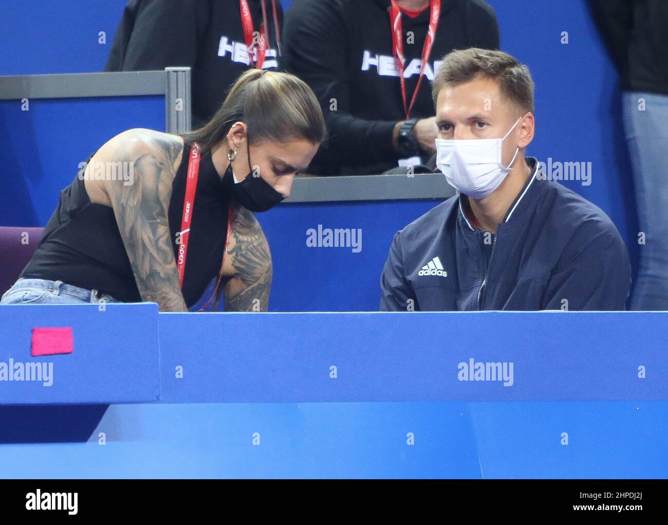 Sophia Thomalla, petite amie d'Alexander Zverev d'Allemagne lors de la finale de l'Open Sud de France 2022, tournoi de tennis ATP 250 le 6 février 2022 au Sud de France Arena à Montpellier, France - photo Laurent Lairys / DPPI Banque D'Images