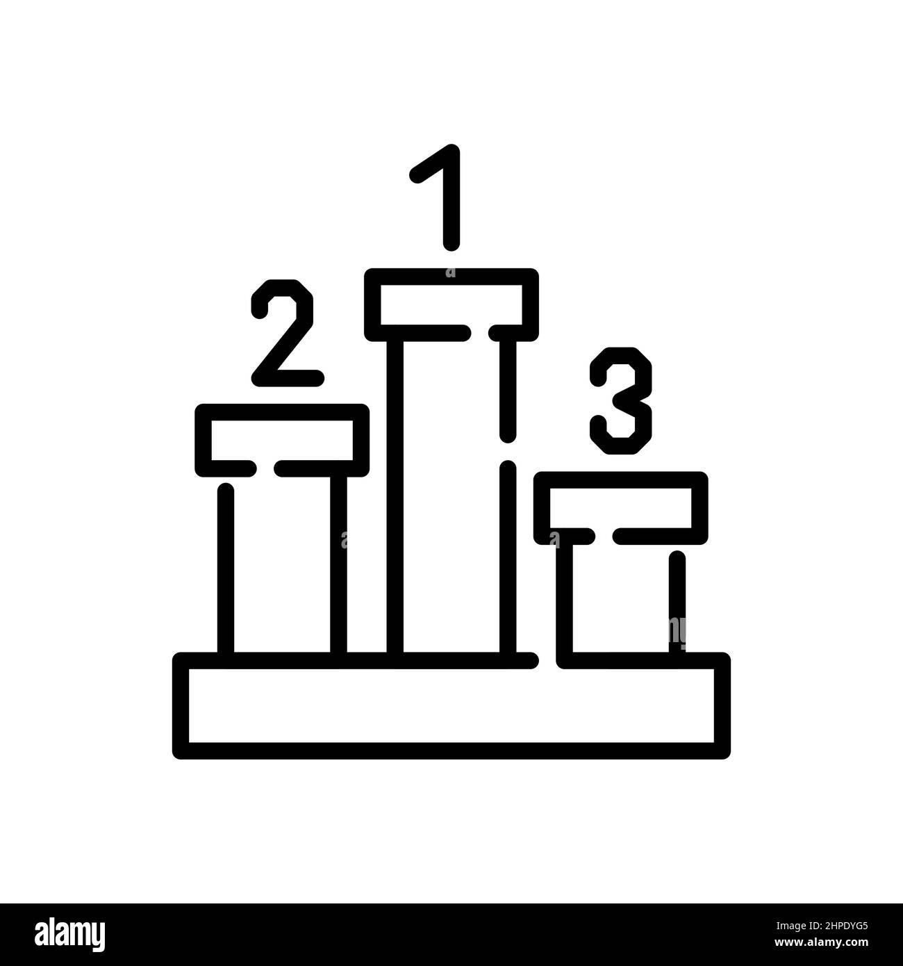Champion podium avec première, deuxième et troisième place. Pixel Perfect, icône de contour modifiable. Illustration de Vecteur