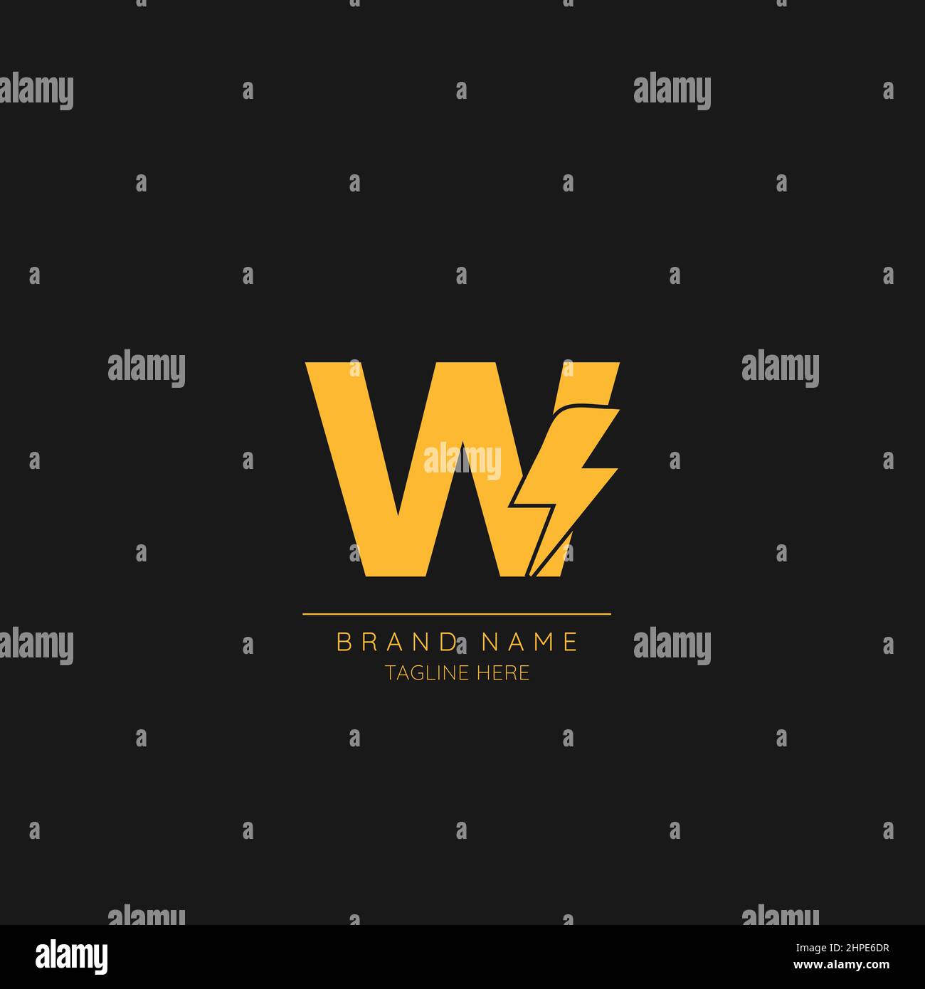Lettre W initiale avec icône de logo Lightning Bolt. Illustration de Vecteur