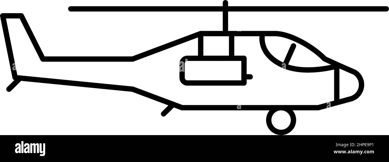 illustration vectorielle de l'icône de la ligne de machine militaire aérienne de l'hélicoptère Illustration de Vecteur