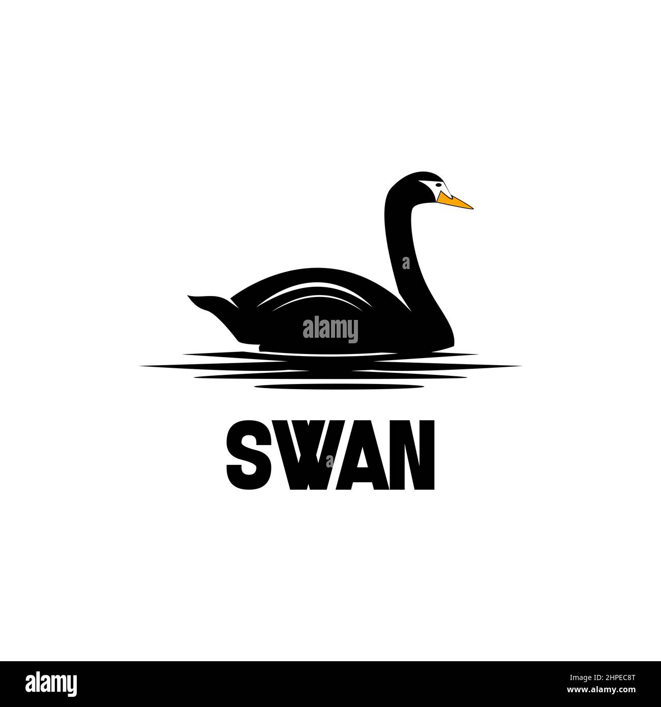 Icône de logo Swan dans l'eau calme, illustration de la conception vectorielle Illustration de Vecteur