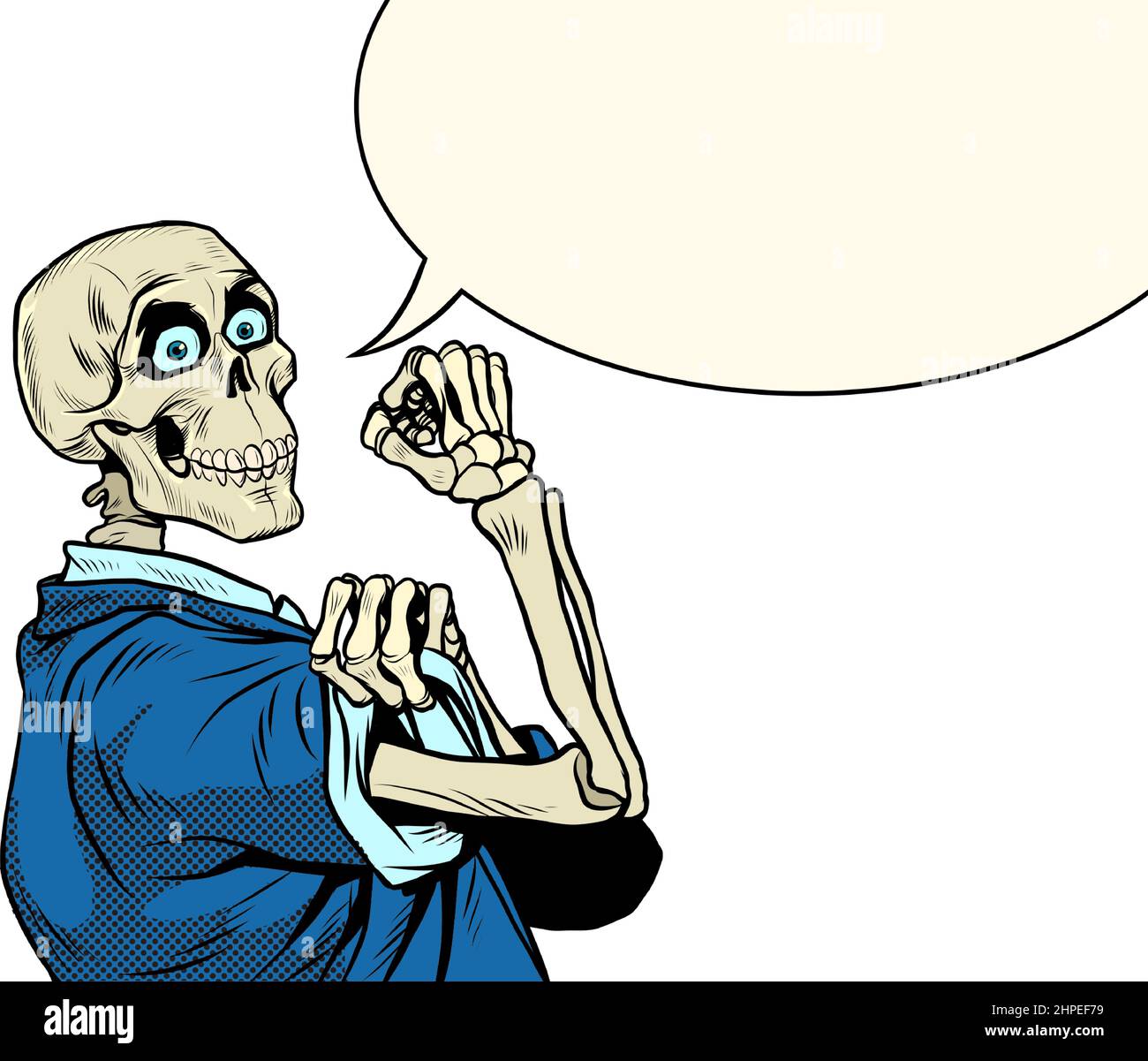 Nous pouvons le faire le squelette positif d'un homme d'affaires.Bonnes affaires, homme mort positif, survie des affaires dans une période difficile de l'économie Illustration de Vecteur