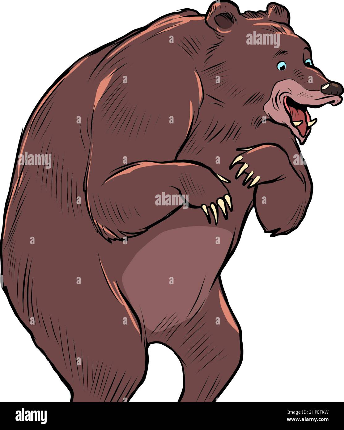 l'ours brun est un personnage de dessin animé, un prédateur drôle. Animal dangereux Illustration de Vecteur