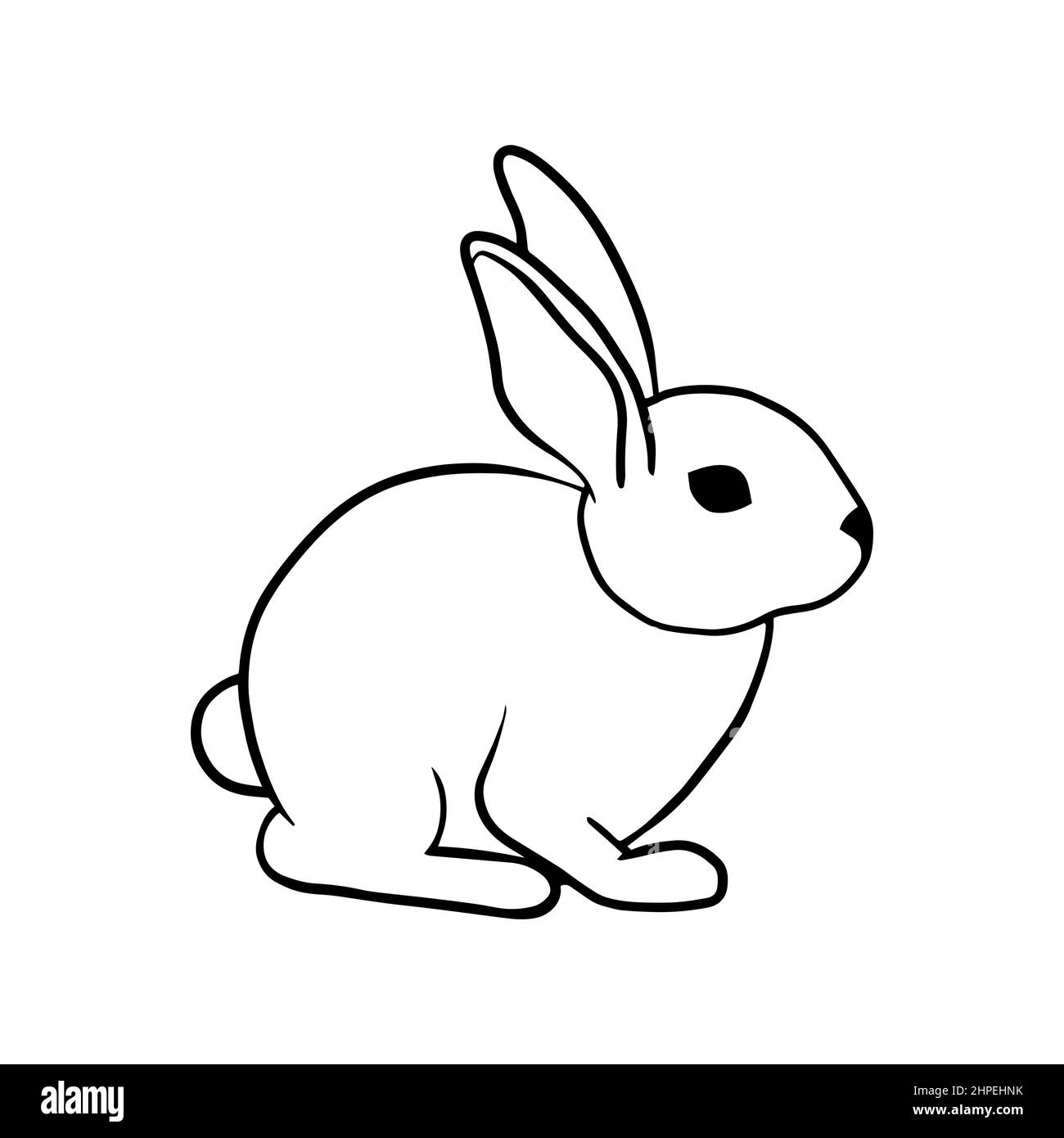 Tracé de contour d'un lapin isolé sur fond blanc. Style Doodle. Vecteur Illustration de Vecteur