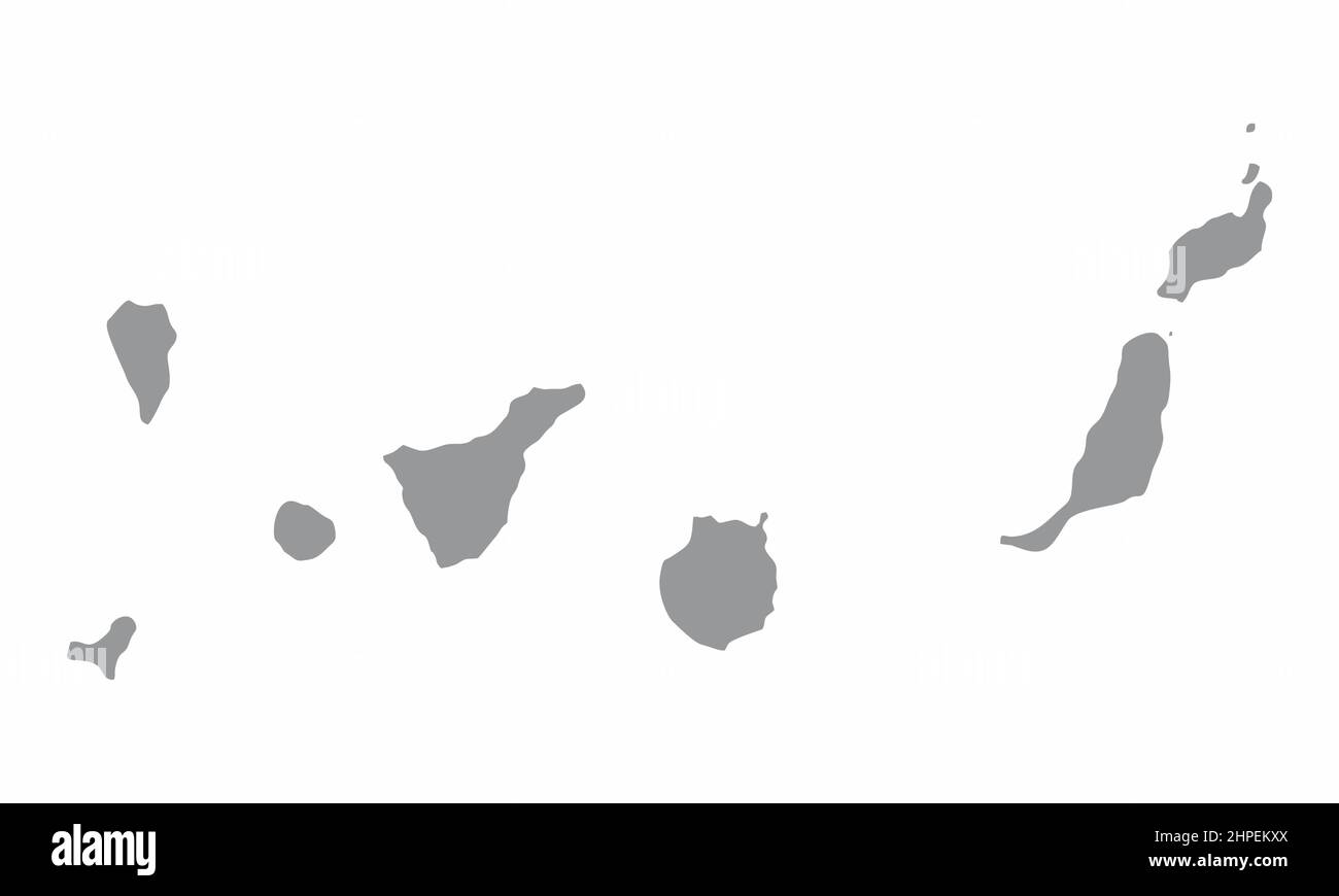 Carte administrative des îles Canaries isolée sur fond blanc, Espagne Illustration de Vecteur